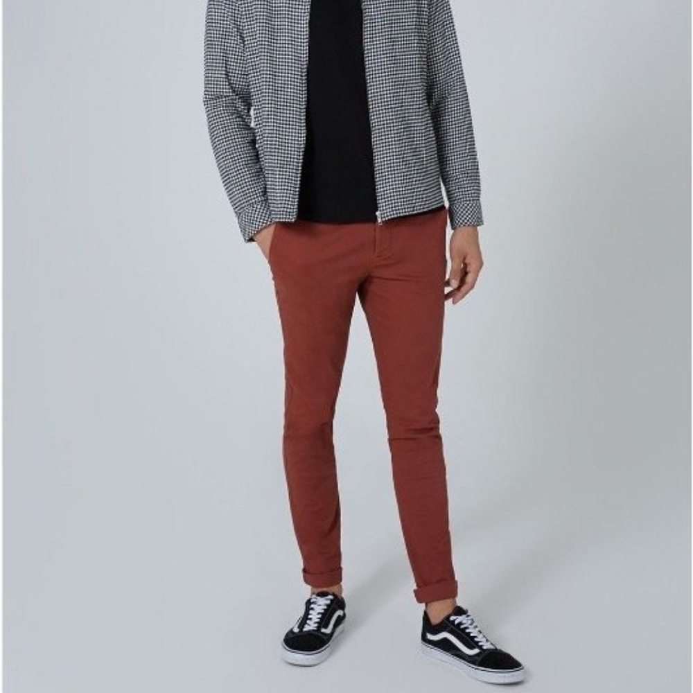 TOPMAN Burgundy Stretch Skinny Fit Chino